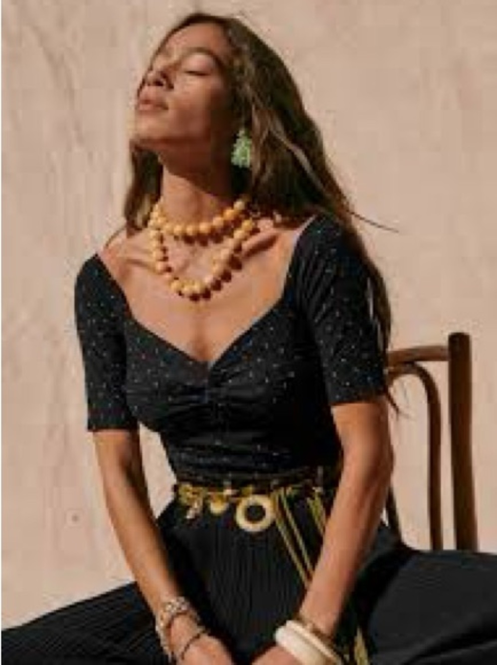 Sezabe  V-Neck Short Sleeve Top in Black polka dots